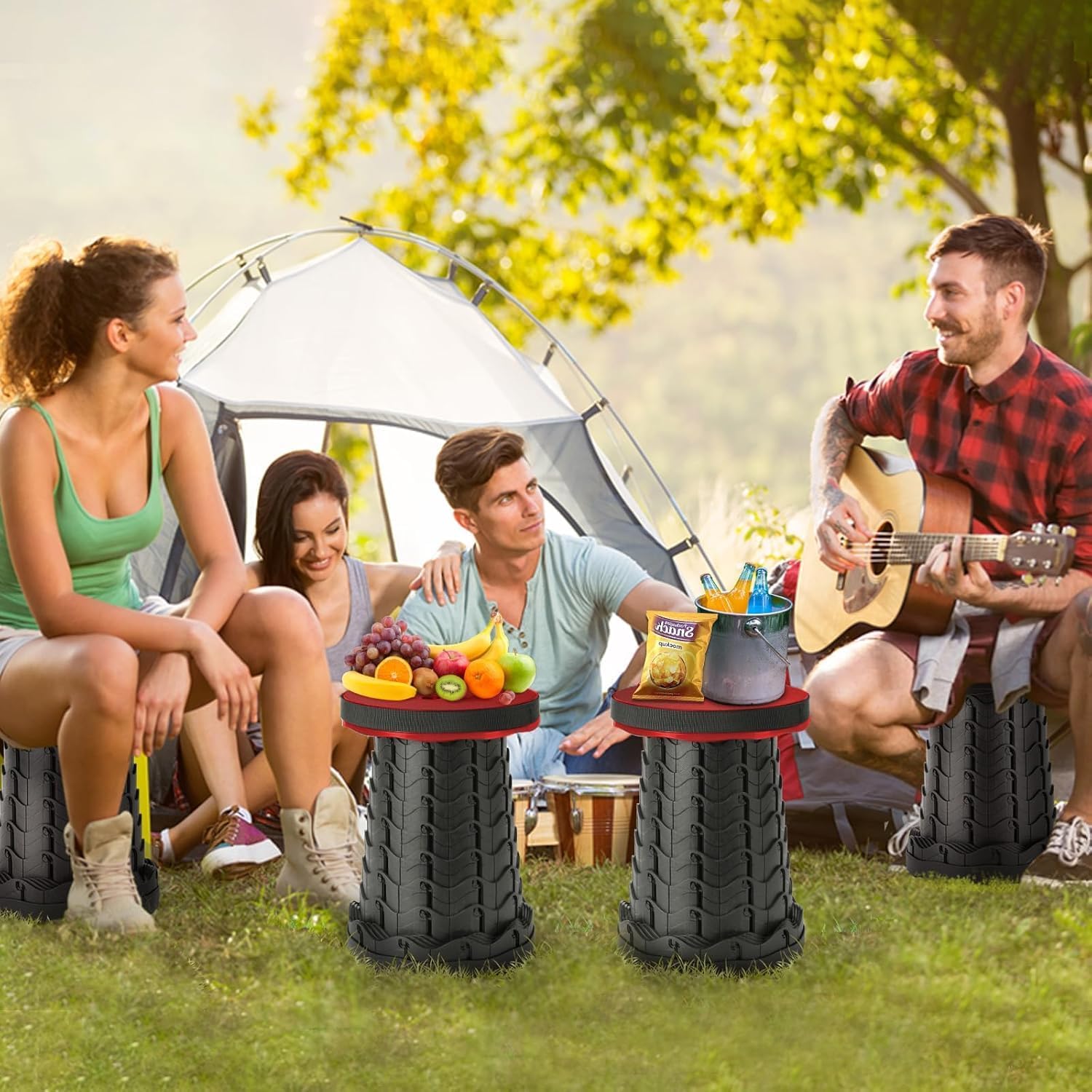 Thumbnail 1 de LUXJET Portable Folding Stool for Camping Outdoor (Red) – Max Load 396 lbs