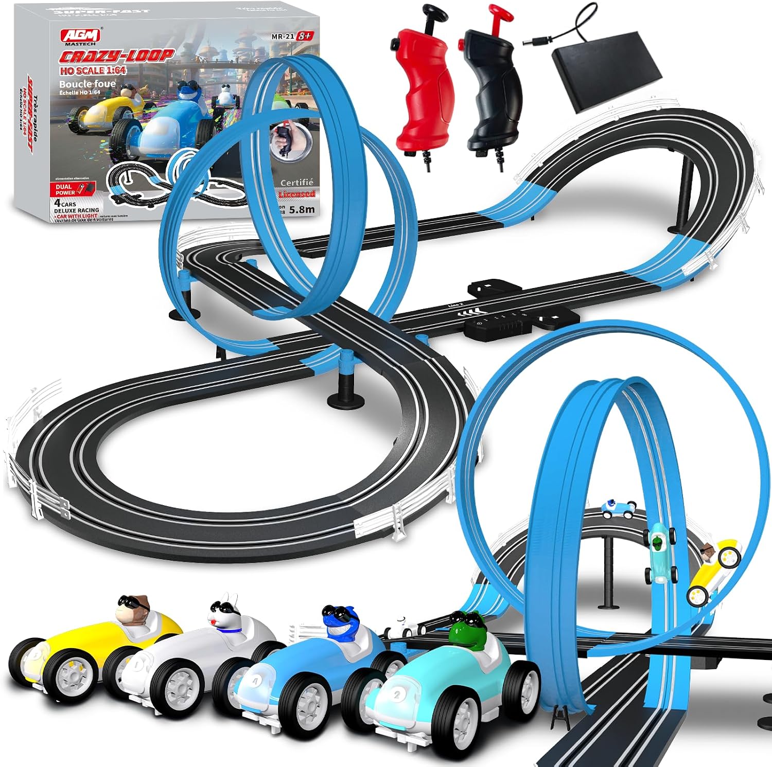 Detalle de AGM MASTECH MR-20 Crazy-Loop Slot Car Track with 360° Loop and LED Cars
