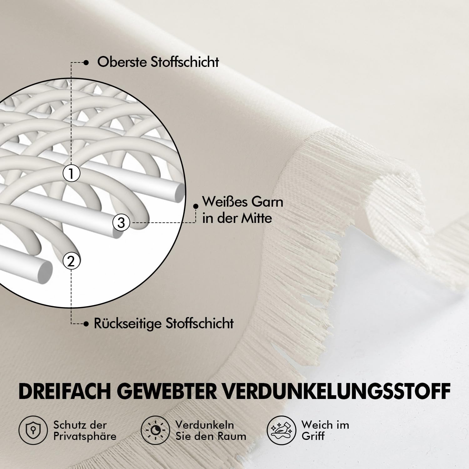Thumbnail 2 de MIULEE Verdunklungsvorhänge Elfenbeinweiß – 2er Set, 225 cm hoch x 140 cm breit, blickdicht, Thermovorhang