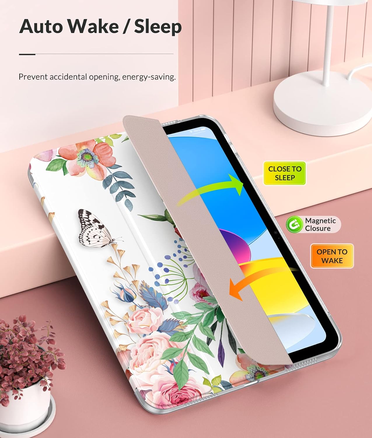 Thumbnail 6 de MoKo Case for New iPad (A16) 11th Gen 2025 / 10th Gen 2022 – Translucent Frosted Back, Auto Wake/Sleep, Touch ID Support