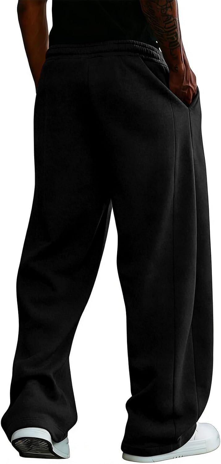 Detalle 2 de PIDO YOGA Men's Fleece Sweatpants, Wide-Leg Fit, Drawstring Waist and Pockets