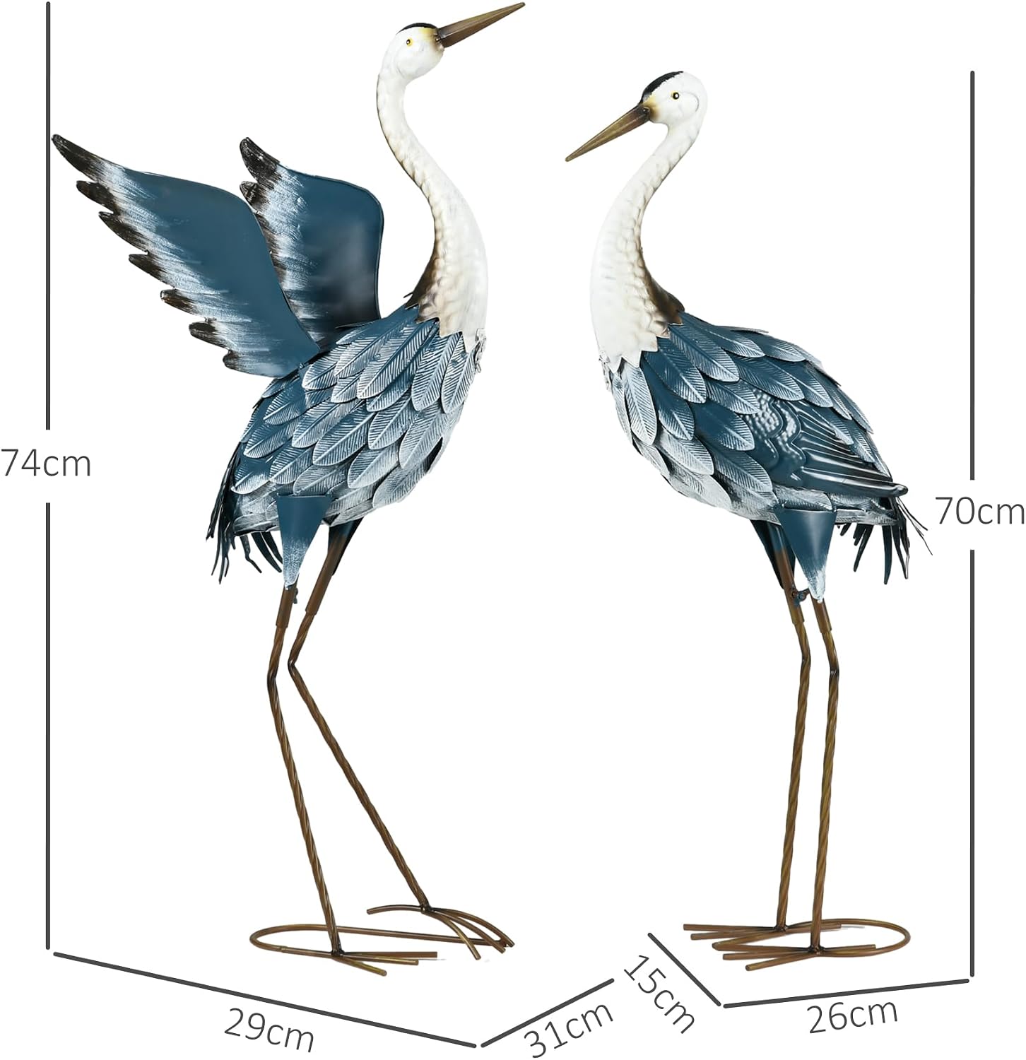 Thumbnail 6 de Outsunny 844-751V00MX Heron Garden Statues, Set of 2 in Blue and White