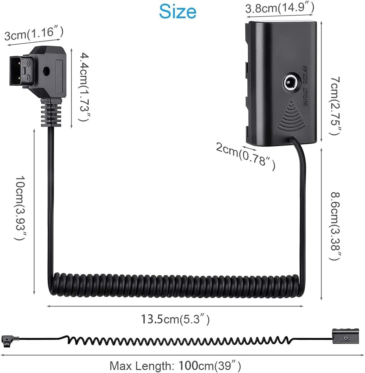 Thumbnail 4 de DF DIGITALFOTO NP F550 Dummy Battery to D-Tap Cable for Sony NP-F550/570/750/770/950/970 Monitors