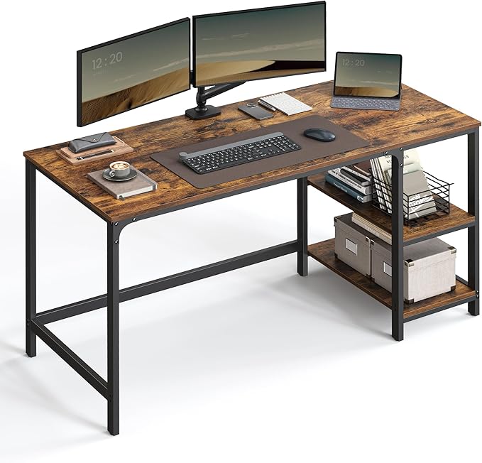 Detalle de VASAGLE LWD55X Escritorio Industrial con Estantes 🖥