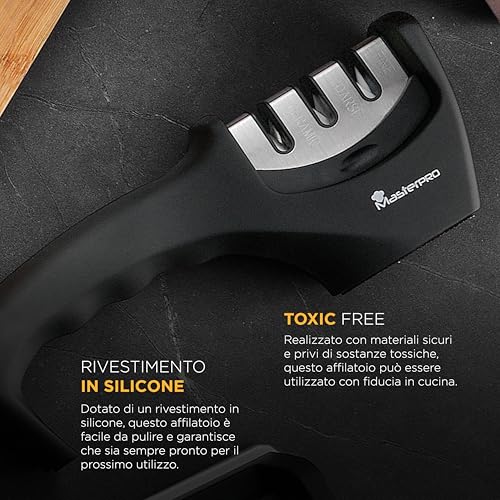 Detalle 1 de MasterPRO FOODIES COLLECTION - Afilador de Cuchillos 🍴 Ergonómico y Antiadherente