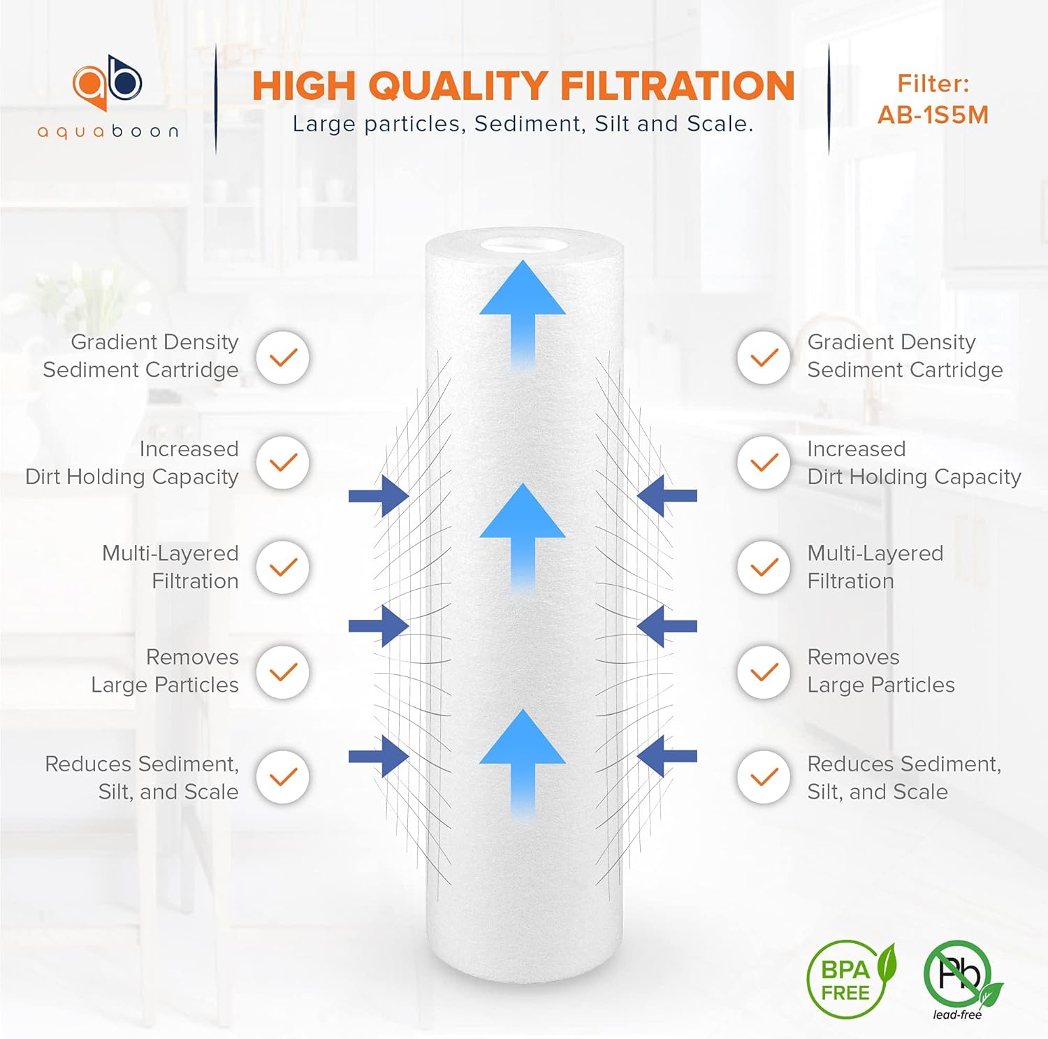 Detalle de Aquaboon 5 Micron 10x2.5 Sediment Filter 25-Pack