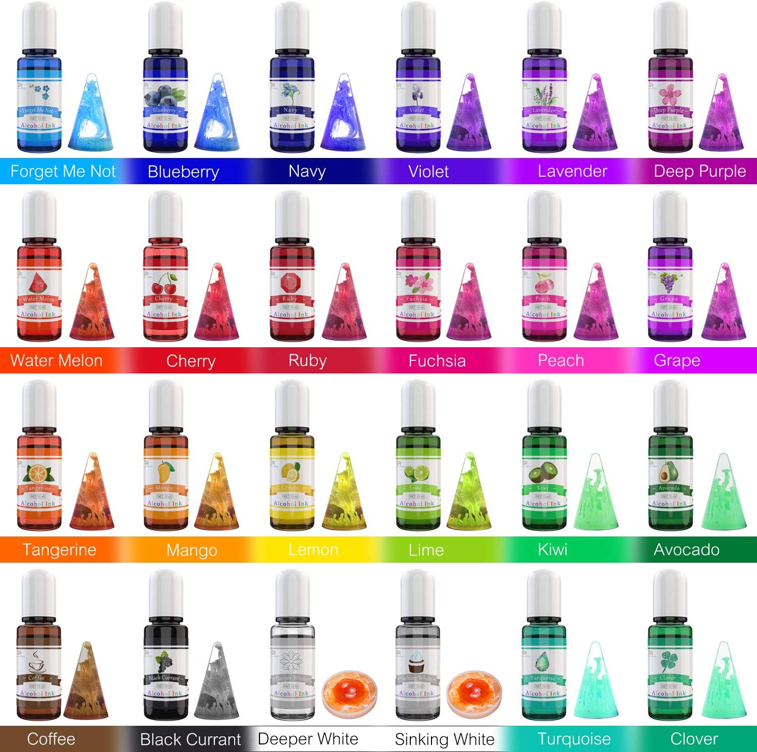 Thumbnail 1 de Alcohol ink set 24 vibrant colours, 10ml