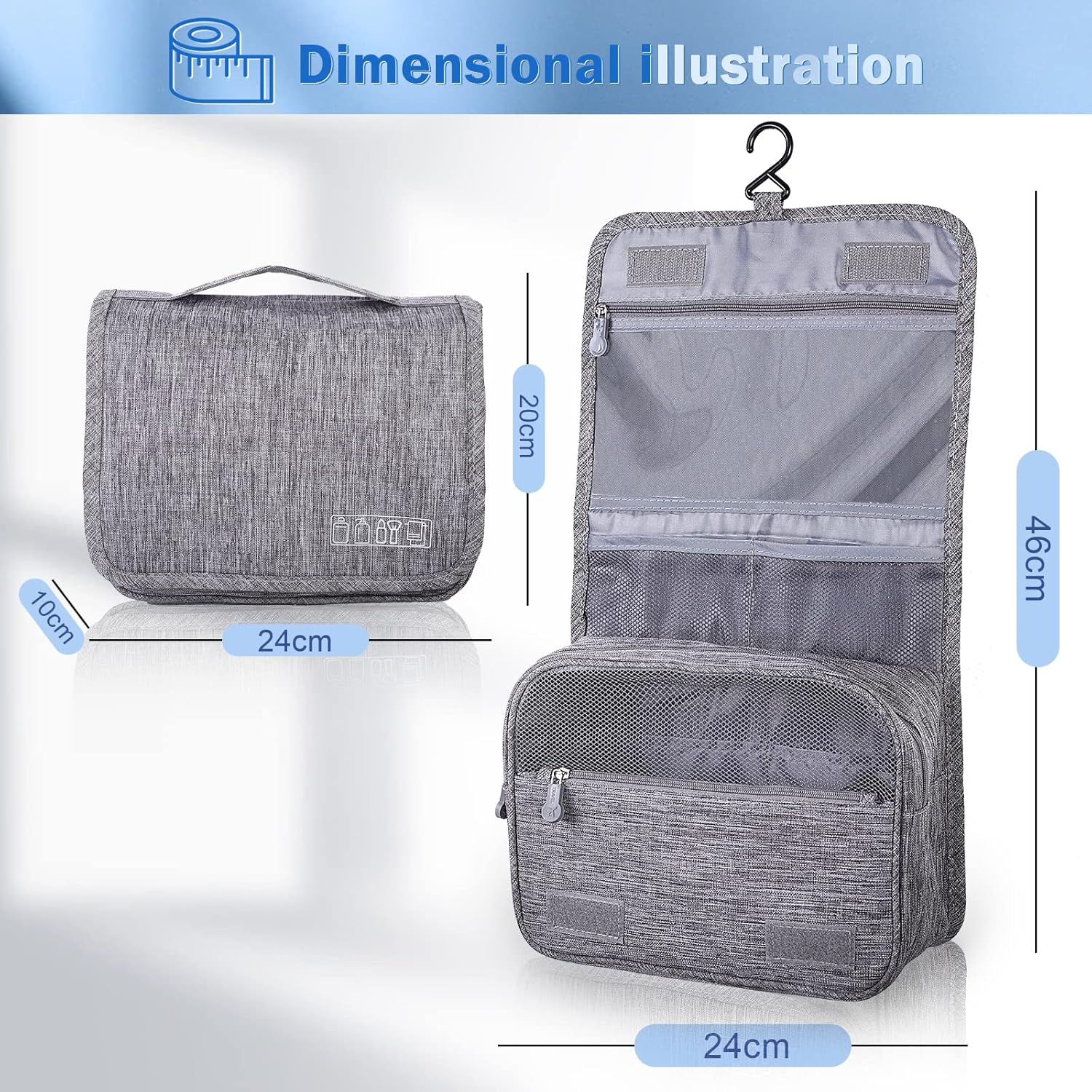 Thumbnail 2 de AiQInu trousse de toilette pliable grande capacité imperméable avec crochets