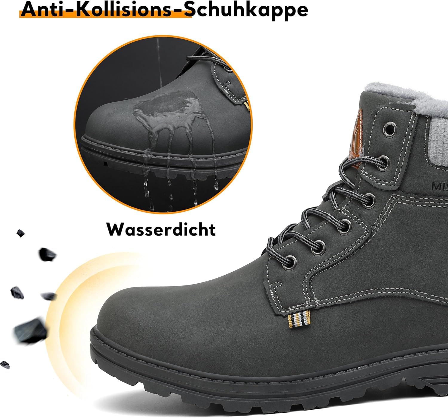 Detalle 2 de Mishansha Uomo Stivali da Neve impermeabili 36-48