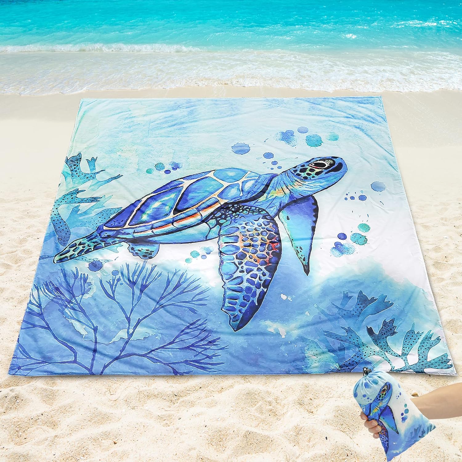 Thumbnail 4 de HIHOHO Beach Blanket Waterproof Sandproof Extra Large Beach Mat 120" x 108