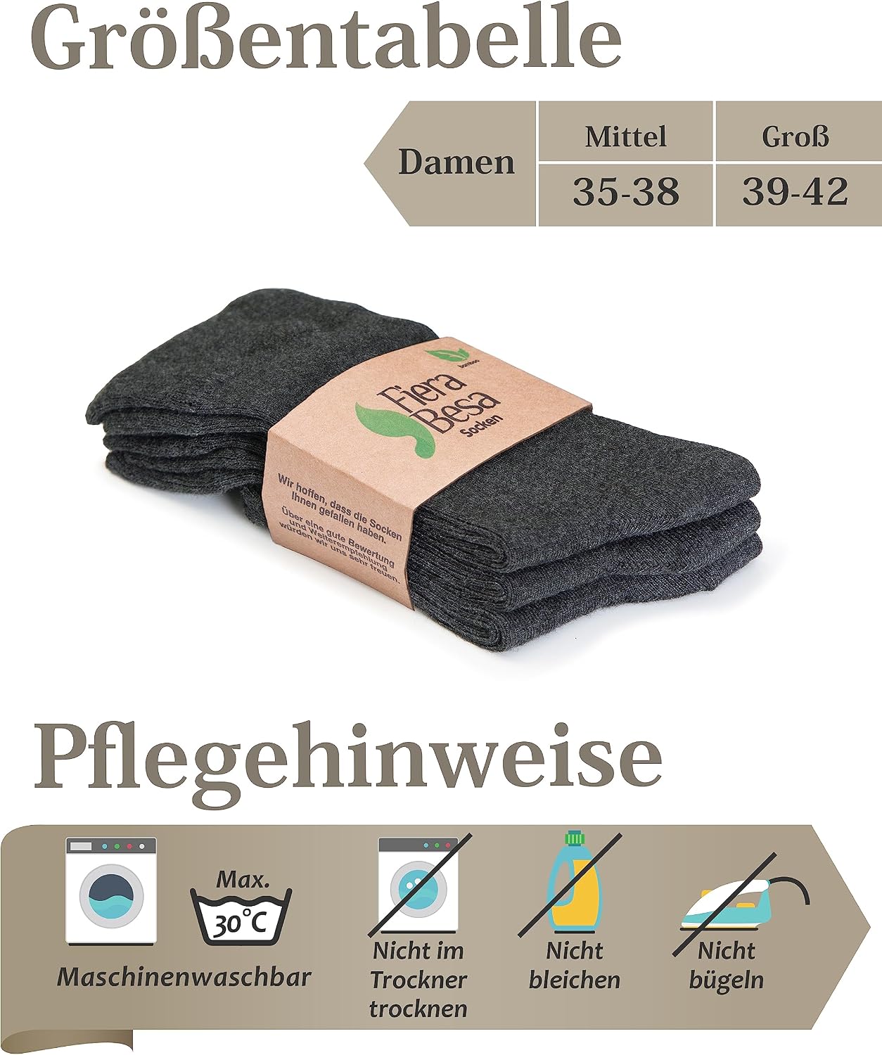 Thumbnail 4 de Fiera Besa BESA2022DBDC bamboesokken voor dames, 3 paar met Lycra