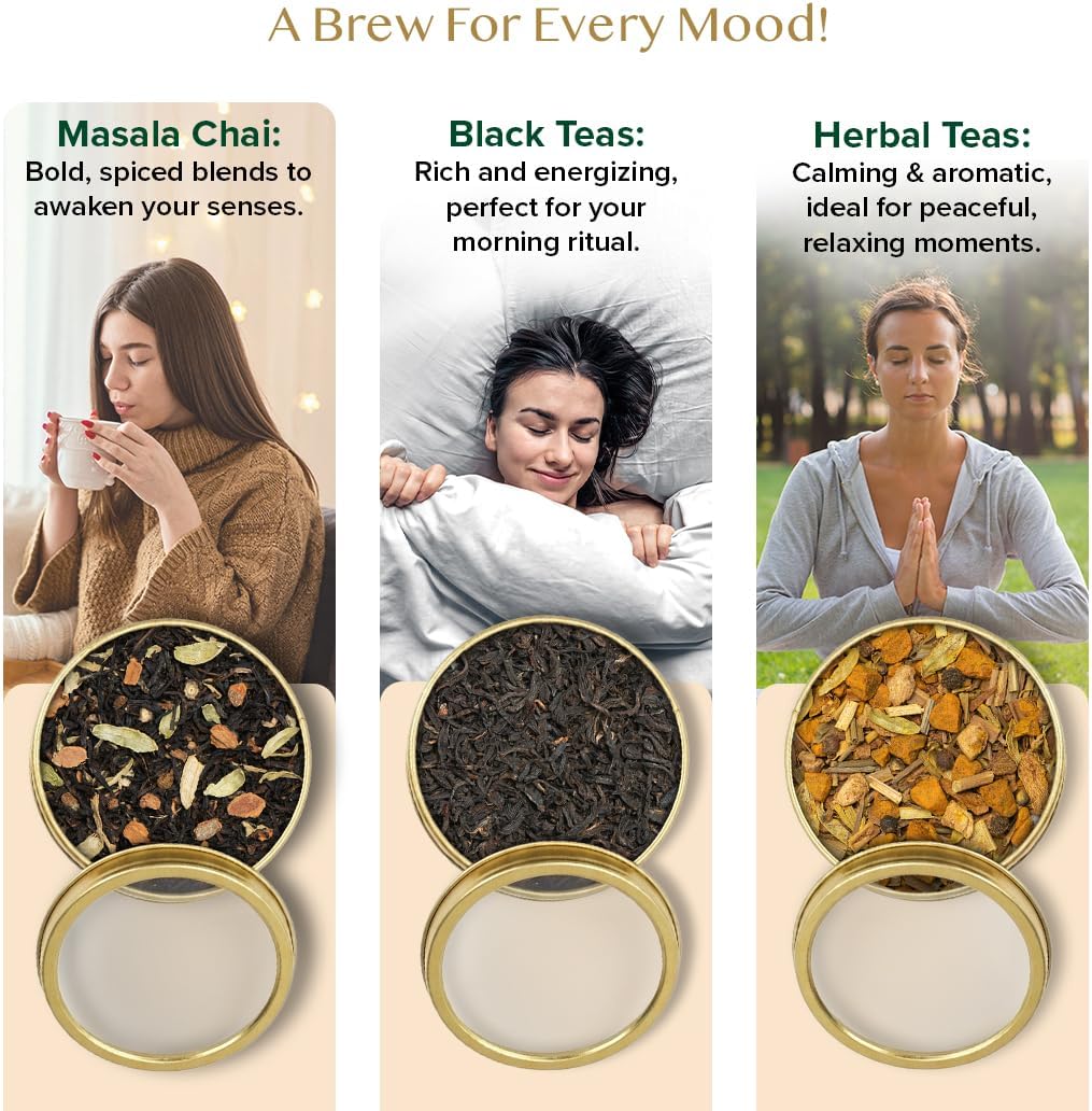 Detalle de VAHDAM Coffret Assortiment De Thés Glow – Coffret cadeau élégant pour elle