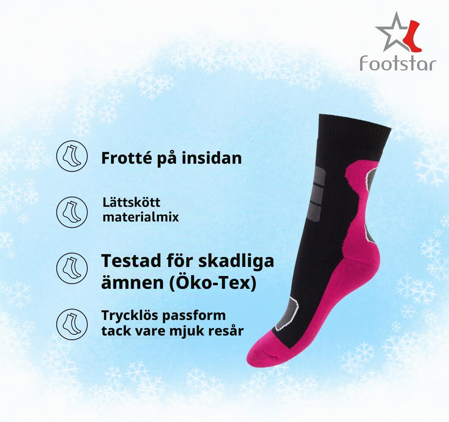Detalle 1 de Footstar vinterstrumpor för dam i helfrotté, 6 par med termoeffekt