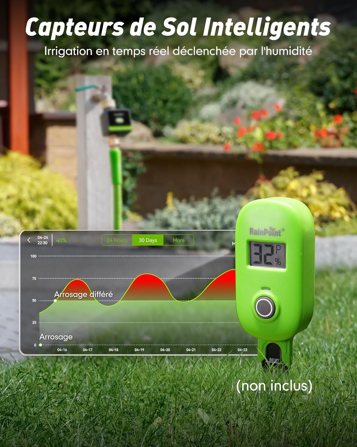 Thumbnail 3 de RAINPOINT Programmateur d'arrosage WiFi avec entrée en Laiton – Contrôle vocal et météo intelligente