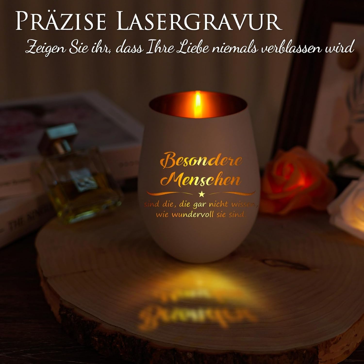 Detalle de Windlicht mit Gravur – Teelichthalter als Geschenk für Frauen