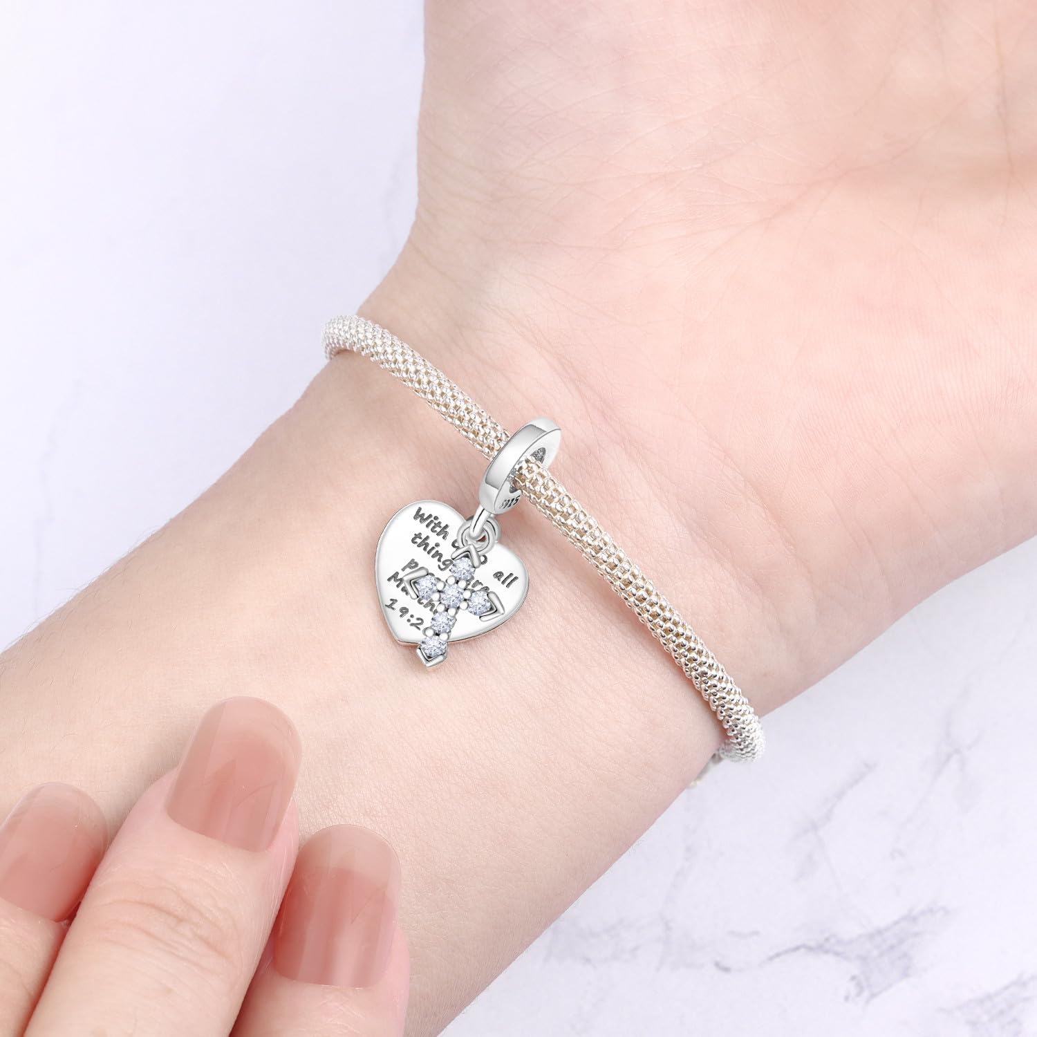 Detalle 2 de PANPOKI 925 Sterling Silber Kreuz Anhänger 2,3 cm