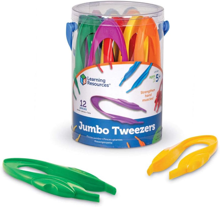 Detalle de Learning Resources Pinzette Jumbo 5+ Anni – Set da 12 pinzette colorate 15 cm per abilità motoria fine e scenari STEM