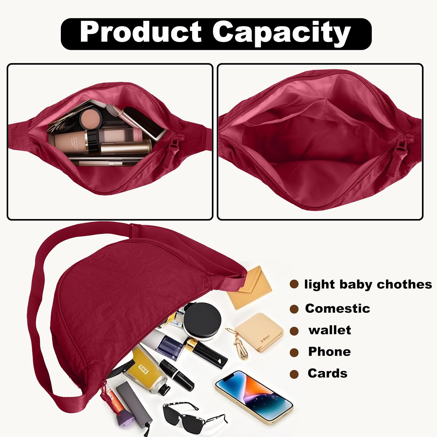 Thumbnail 4 de ZhengYue Nylon Crescent Hobo Bag Small