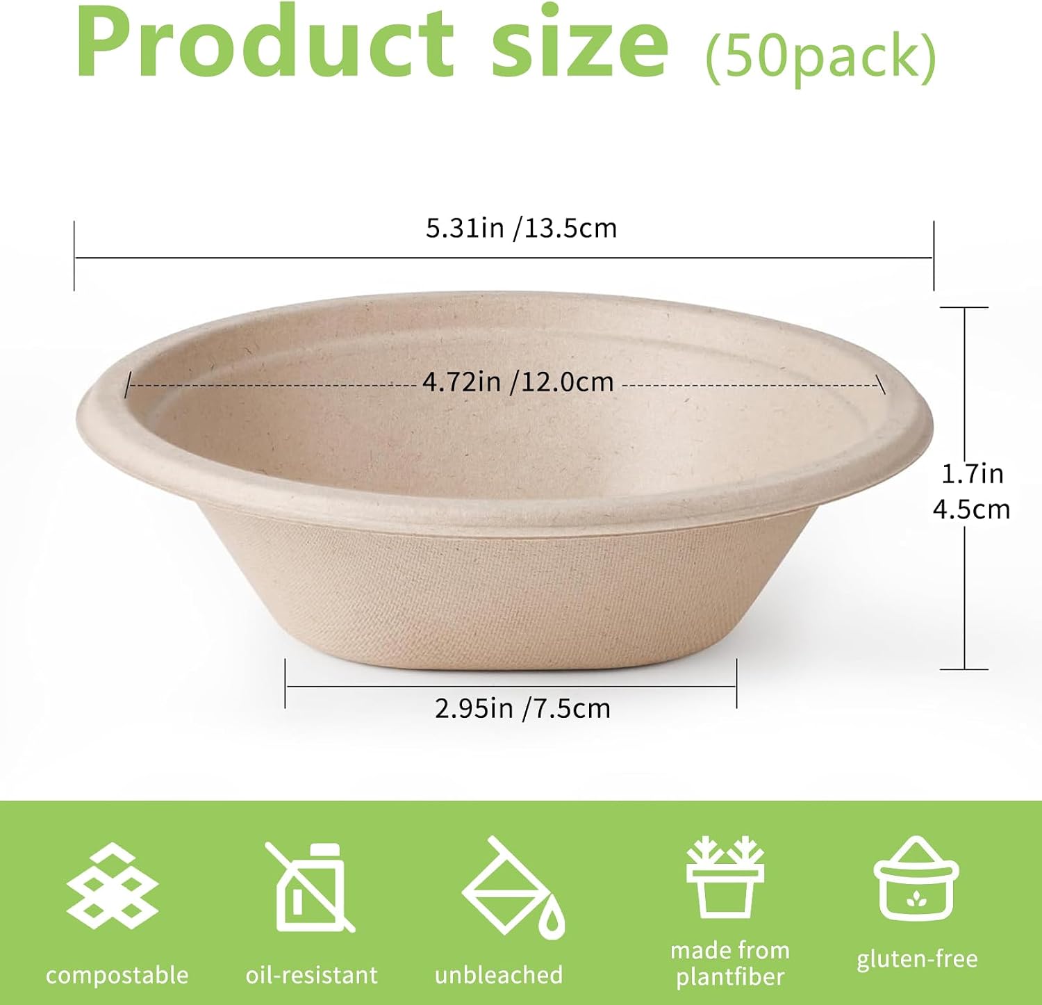 Detalle de AMSGANK Compostable Paper Bowls, 12 oz