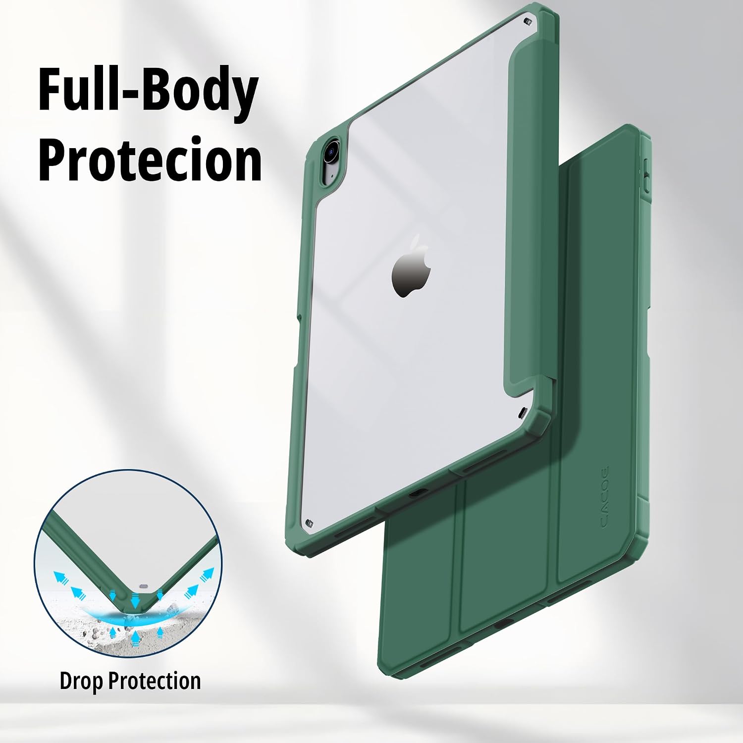 Thumbnail 3 de CACOE Cover compatibile con iPad A16 11a Generazione | Custodia trasparente verde con supporto e porta-penne