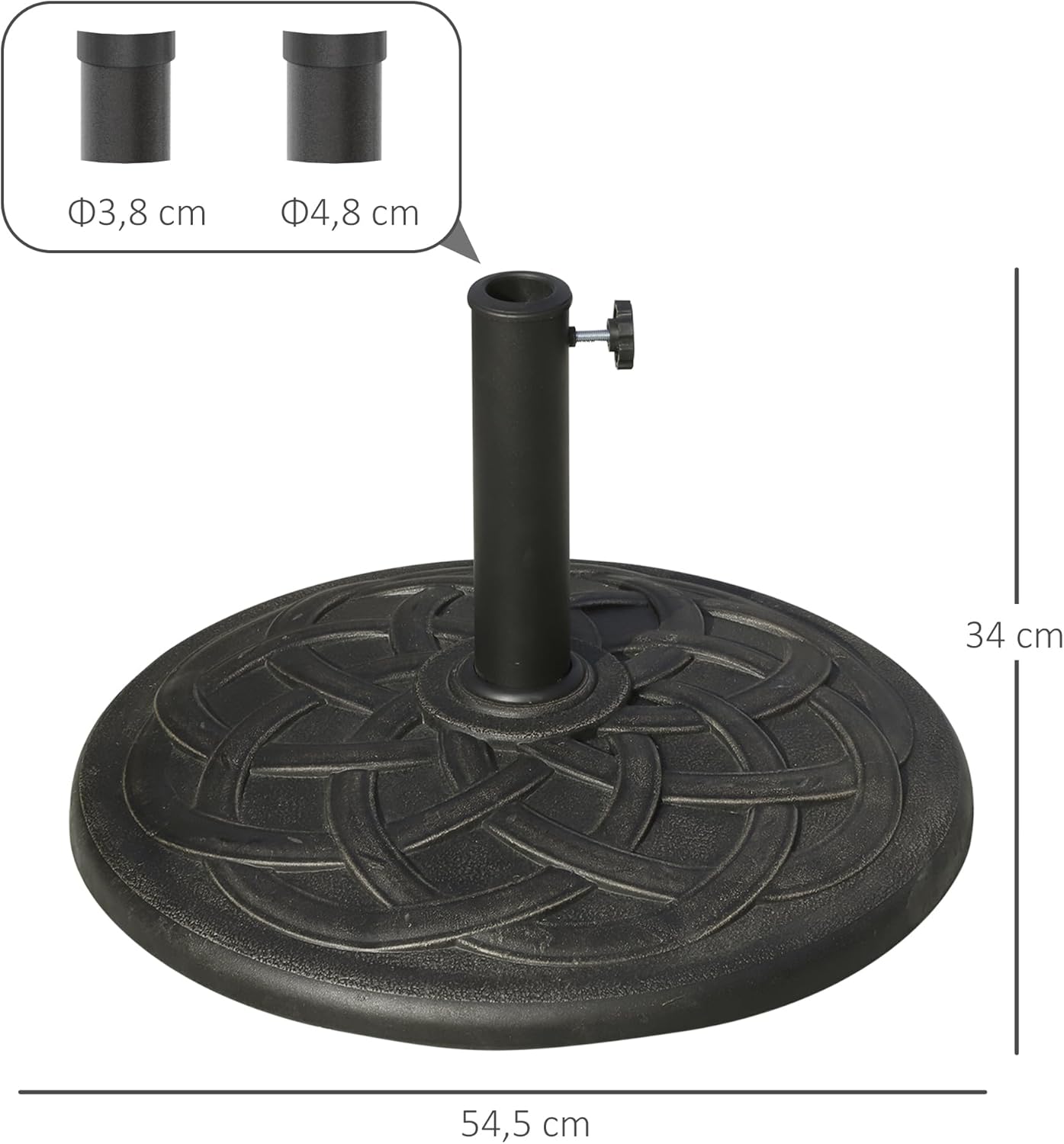 Thumbnail 6 de Outsunny Pied de Parasol Base de lestage en résine imitation fonte, rosace, Ø 54,5 cm – 19 kg