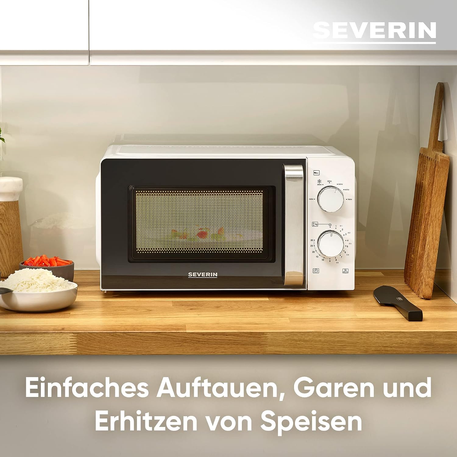 Thumbnail 3 de SEVERIN Mikrowelle MW 7885 – 17 L, Auftauen und Erhitzen, Drehteller 24,5 cm, Weiß/Edelstahl