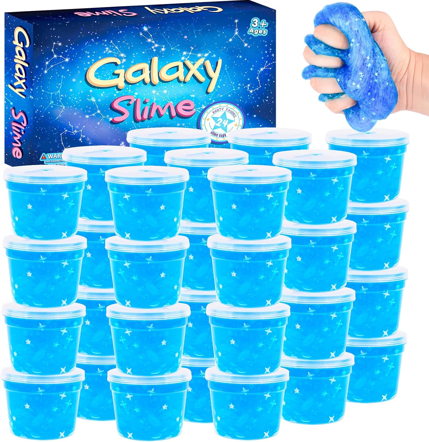 Detalle de Galaxy Slime Bulk 24 Pack in Blue Galaxy Theme (24 clear-lidded cups)
