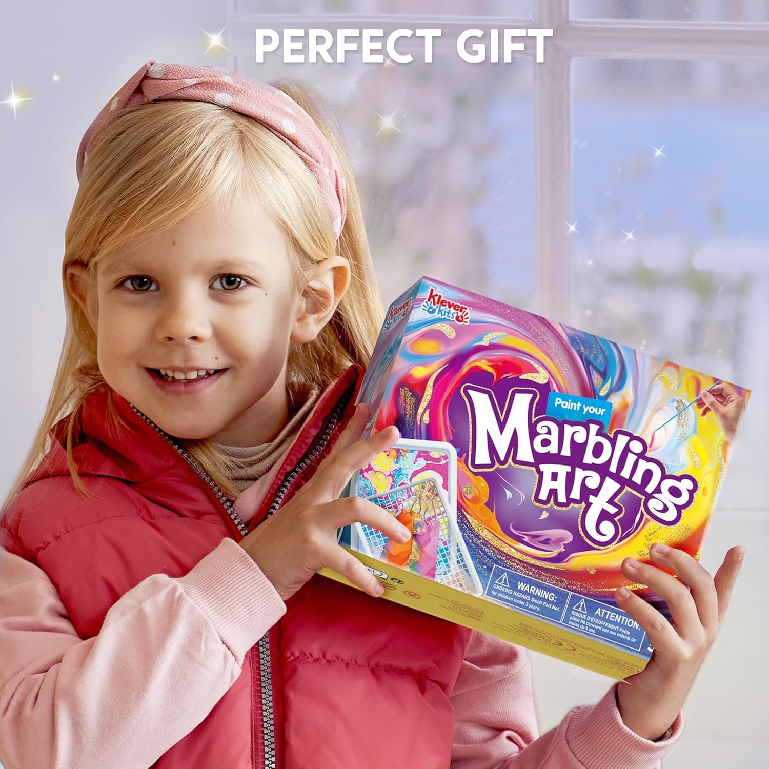 Detalle 2 de Klever Kits Wasser Marmorierfarbe für Kinder – All-in-One Bastelset für kreative Marmoreffekte