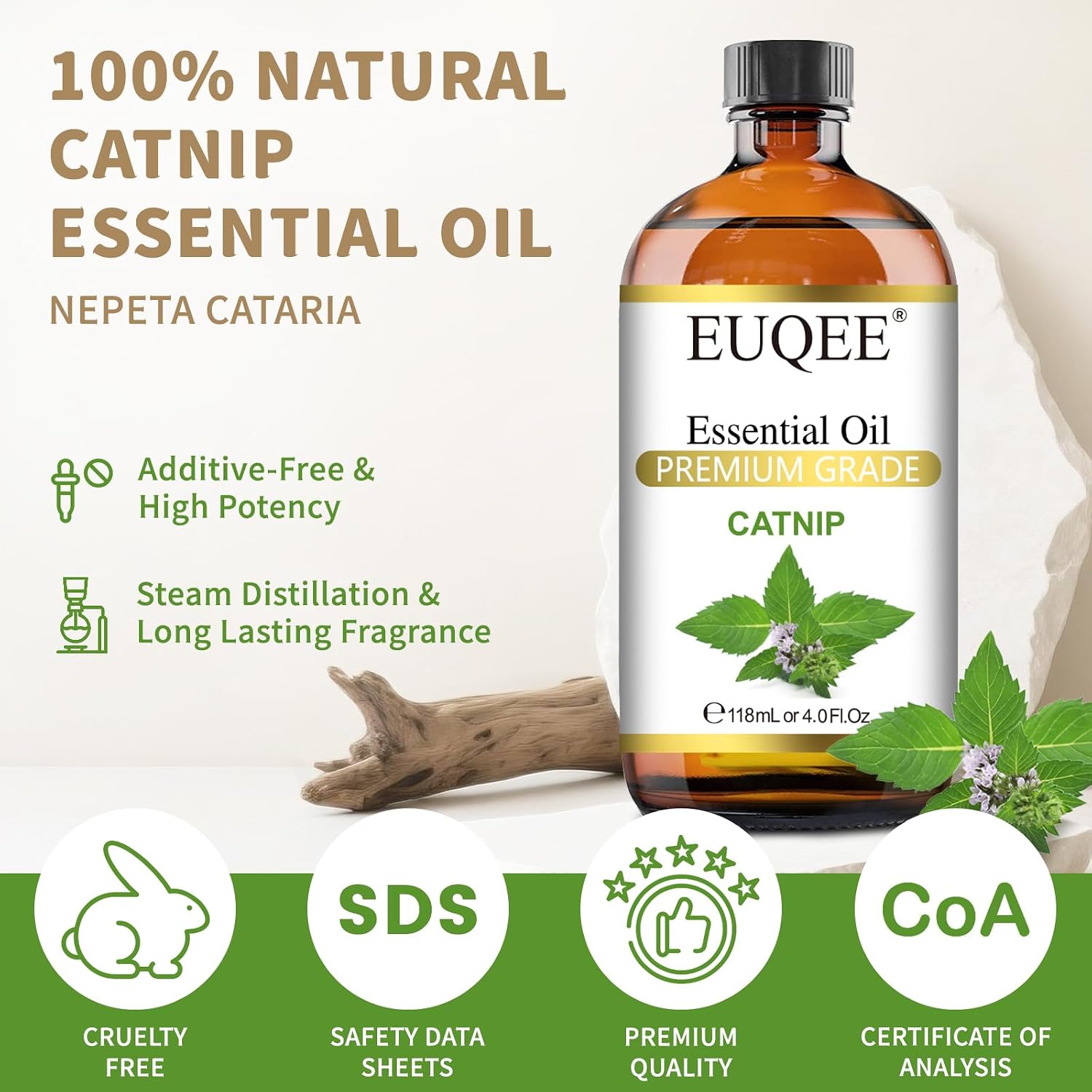 Thumbnail 1 de EUQEE Catnip Essential Oil 118ml: Fresh Herbal Aroma for Diffusers, DIY Projects, and Aromatherapy