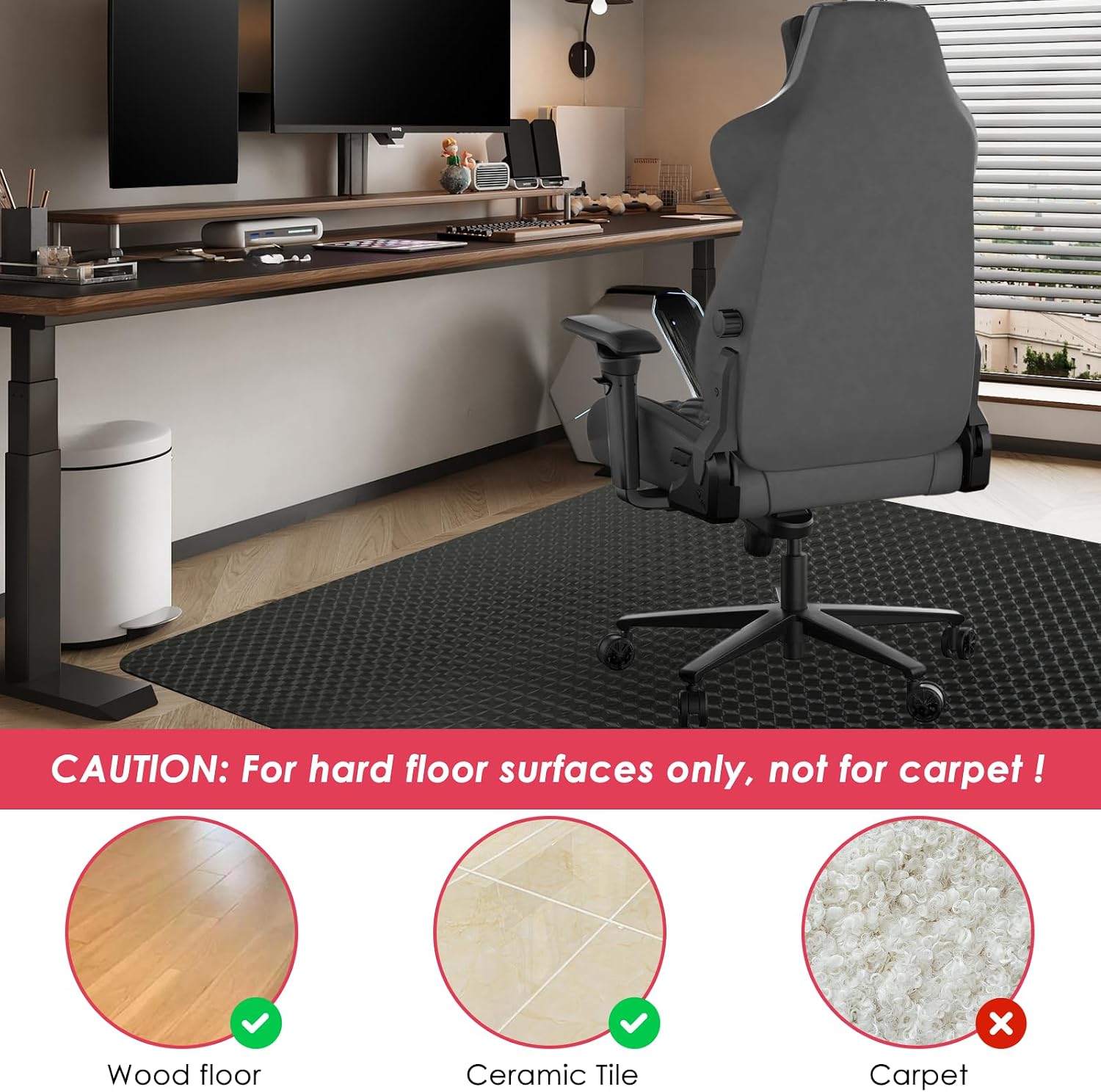 Detalle 2 de Vicwe Hardwood Floor Chair Mat 48" × 36