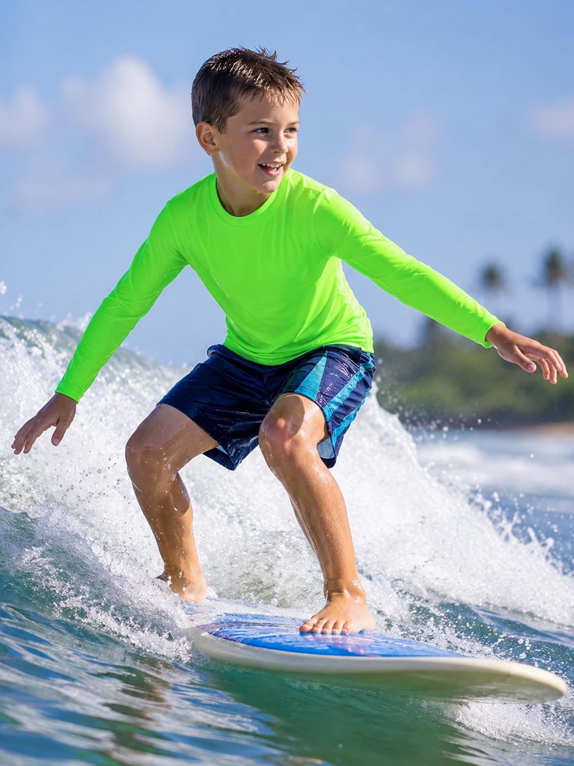 Detalle 2 de QBK UPF 50+ Dry Fit Long Sleeve Neon Rash Guard T-Shirt for Kids (3T–16Y)