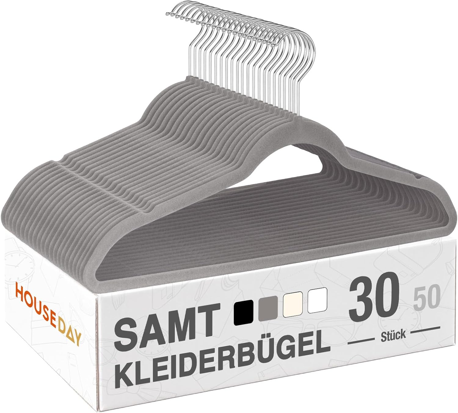 Detalle de House Day Kleiderbügel Samt 30er Set