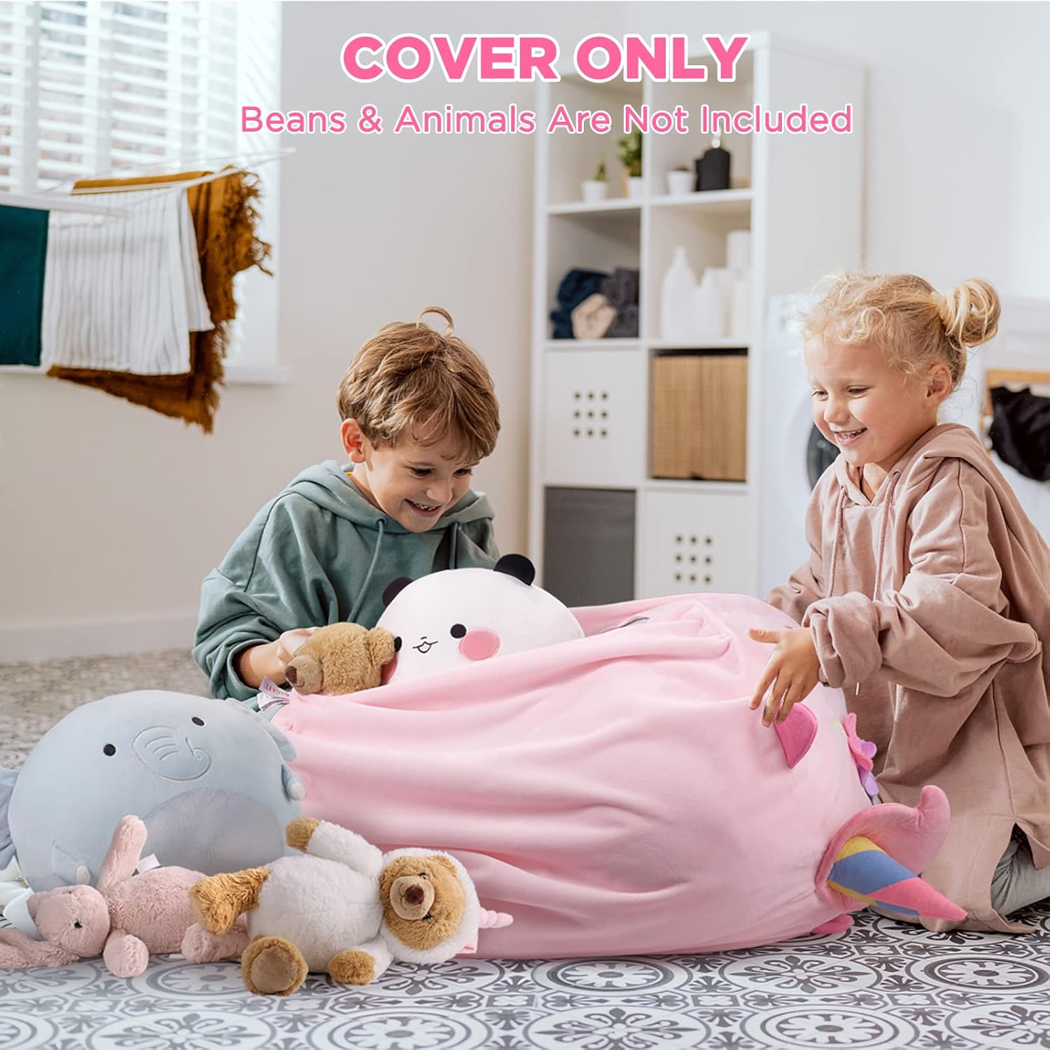 Thumbnail 4 de GAGAKU Pouf di peluche a forma di unicorno XXL 60x60 cm – rosa, 200 l, solo fodera