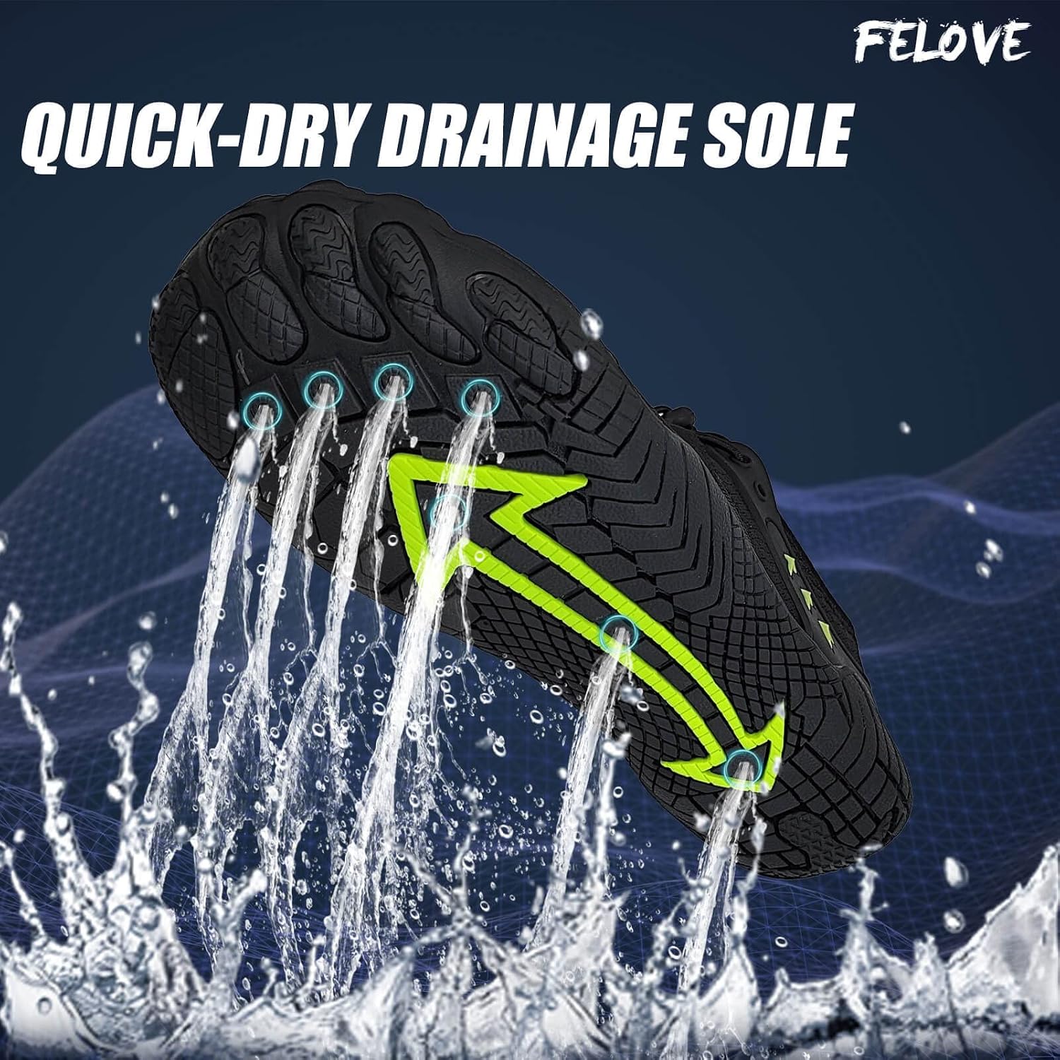 Detalle 2 de FELOVE Chaussures d’eau ultra-légères pour plage, plongée, snorkeling et pieds nus