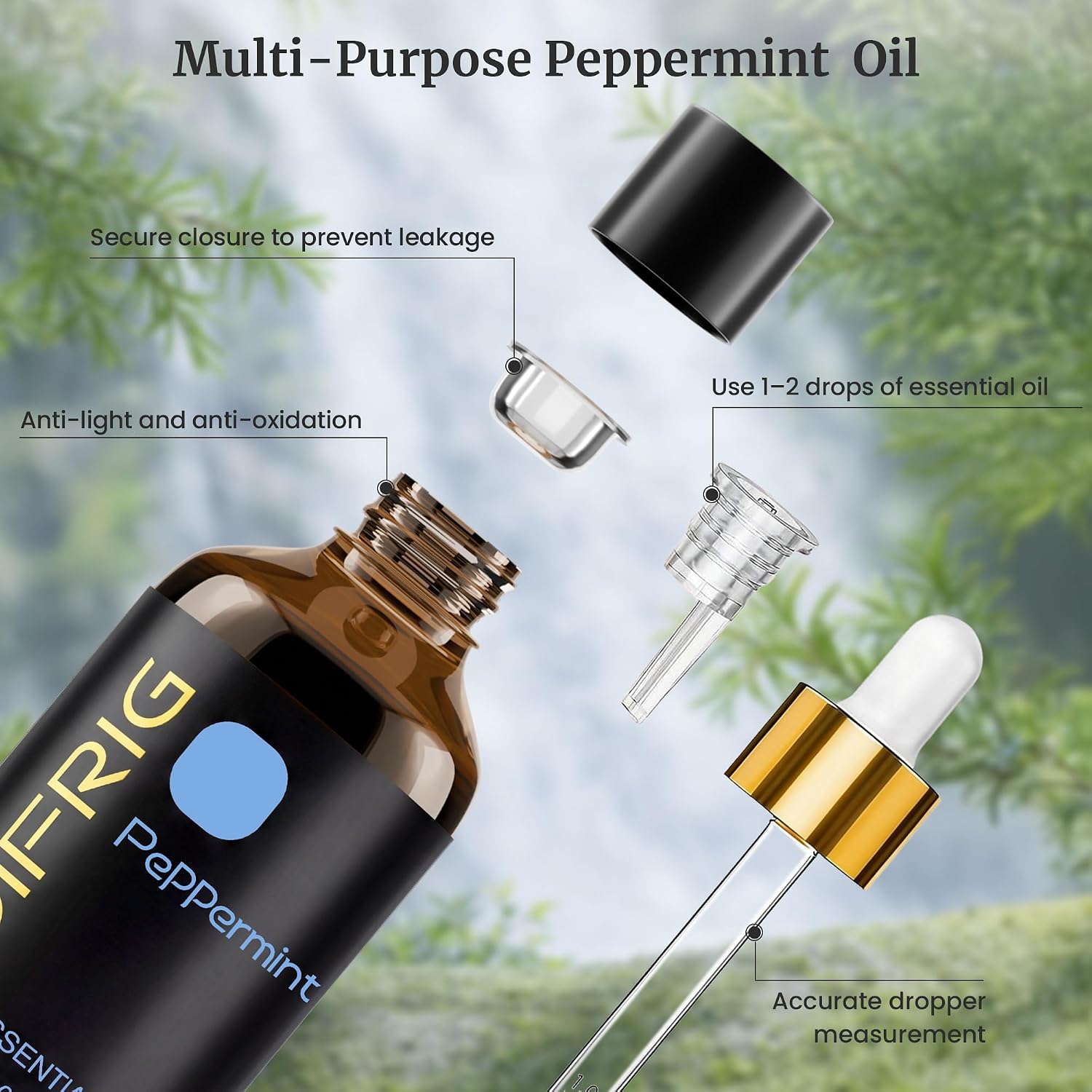 Thumbnail 5 de ODIFRIG Olio Essenziale di Menta Piperita con contagocce da 100 ml (naturale)