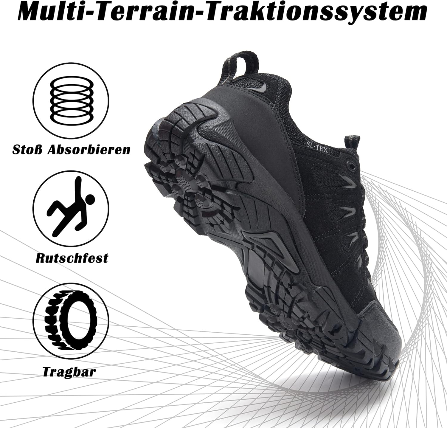 Detalle de SHULOOK Wanderschuhe Herren – Wasserdicht, ultraleicht und rutschfest