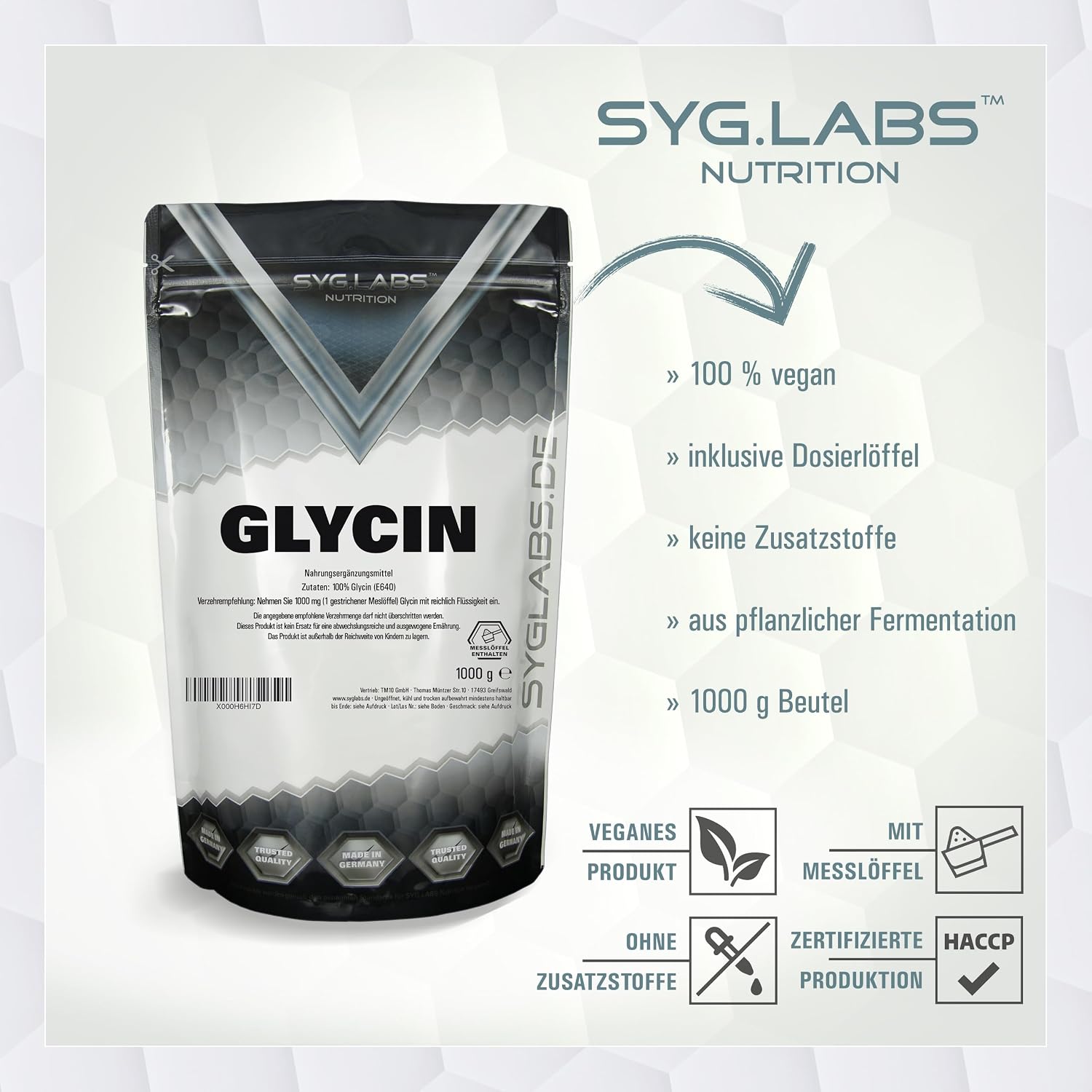 Thumbnail 4 de Glycin Pulver 1000 g rein Aminosäure