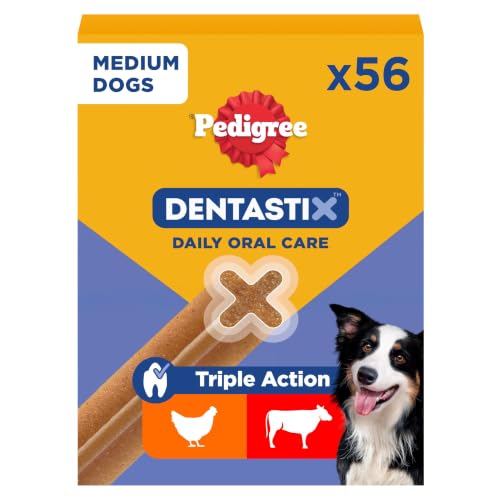 Detalle de PEDIGREE DentaStix für mittelgroße Hunde (10–25 kg) — Zahnpflege-Snacks mit Huhn & Rind, 56 Stück