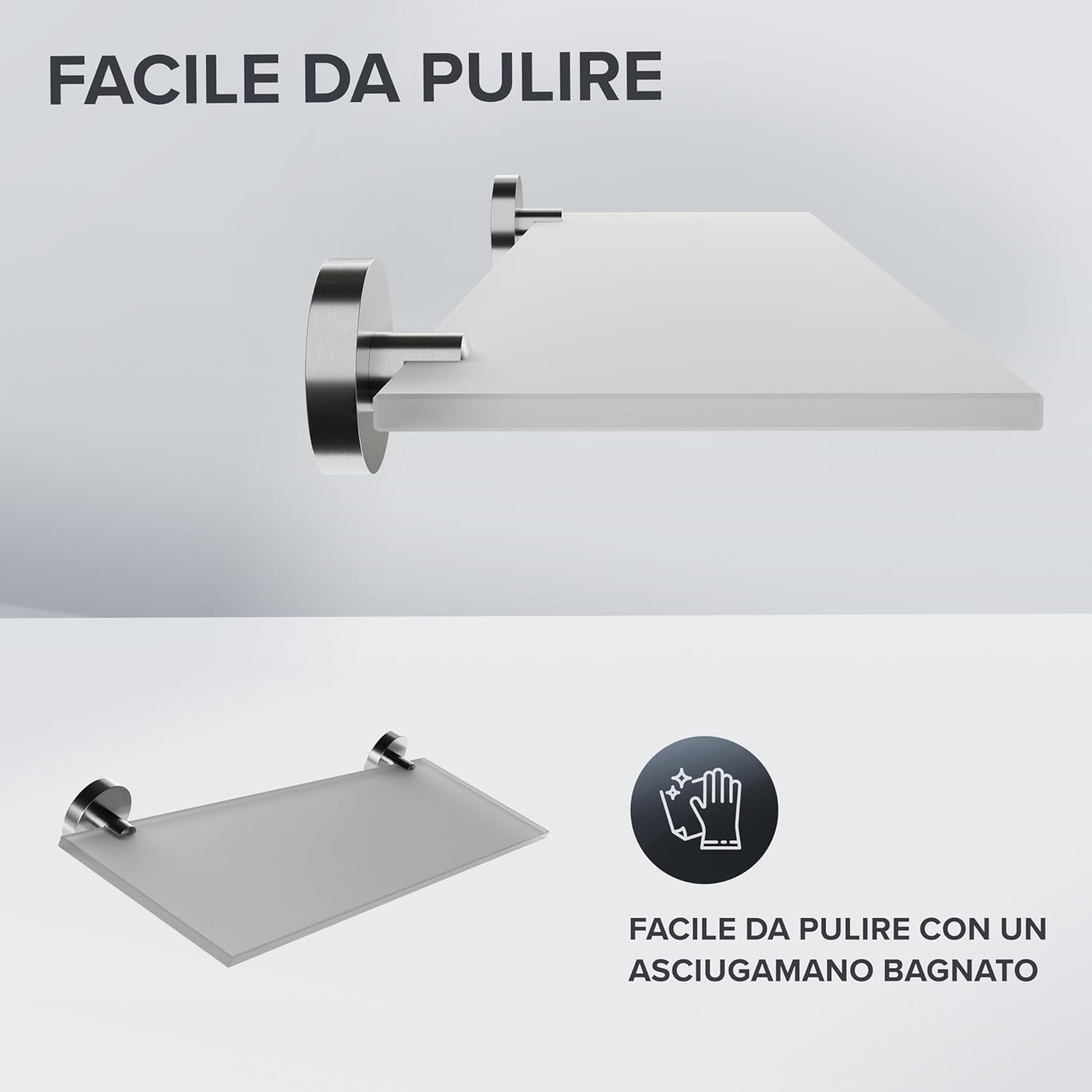 Thumbnail 3 de Ovimar Mensola da Bagno Nordborg in Acciaio Inox con Ripiano in Vetro