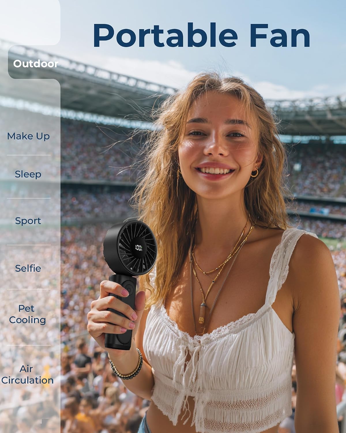 Thumbnail 6 de Peiyuu Handheld Fan: Portable 4000mAh, 6-Speed, 180° Foldable Mini Fan for Home, Office, Travel