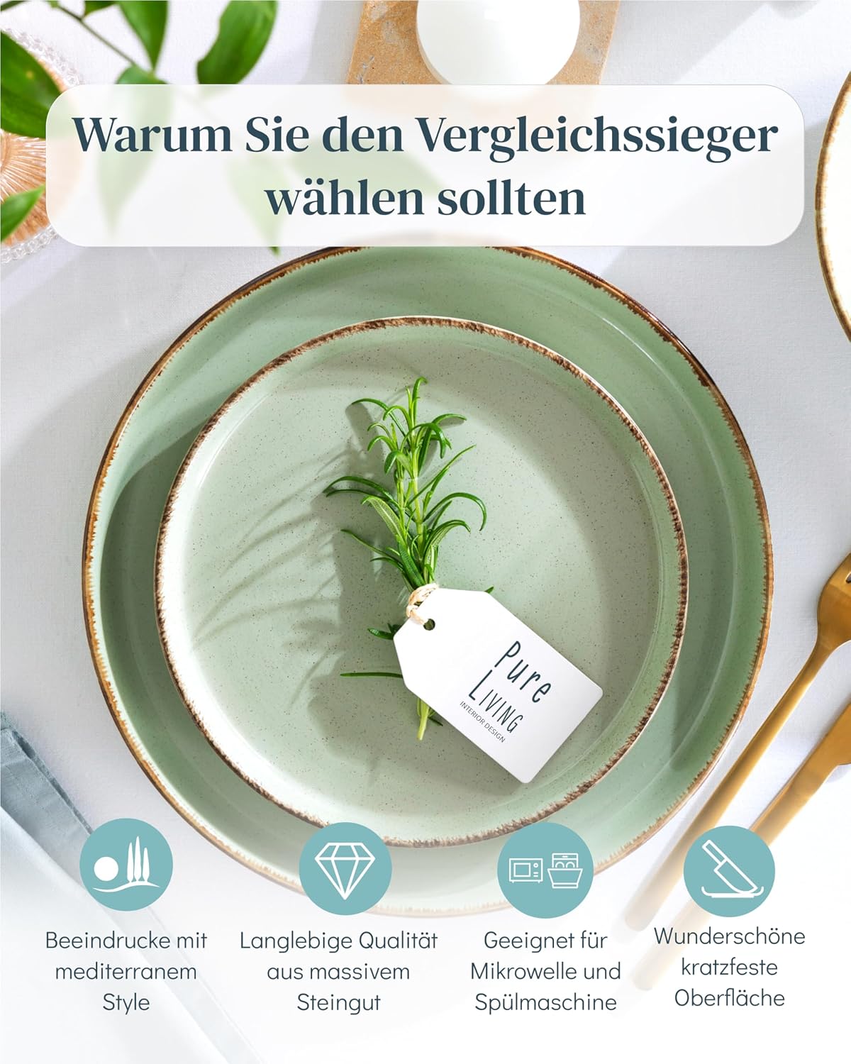 Detalle 2 de Steingut Geschirrset 6 Personen Rustic 24 tlg