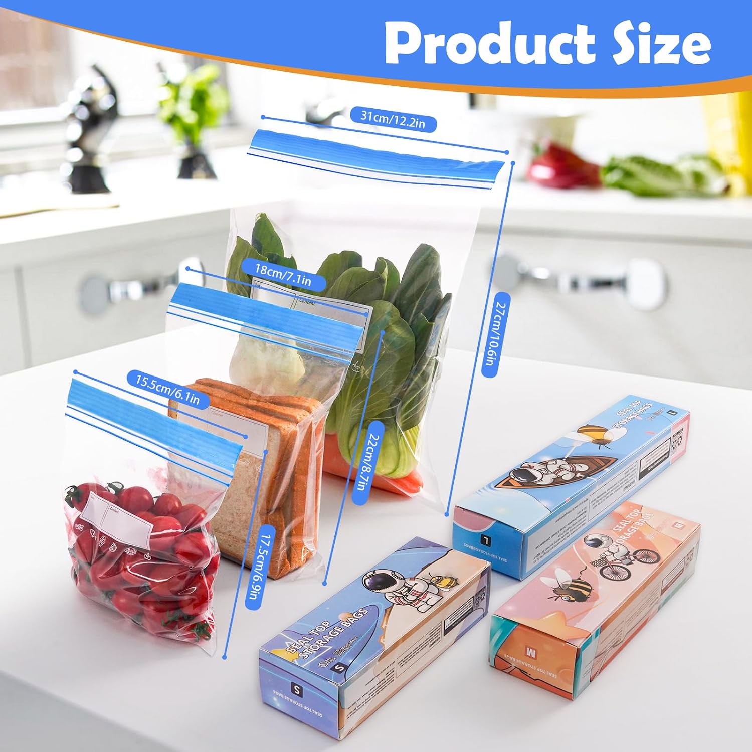 Detalle 2 de Adtefon Freezer Bags 70 Pcs Food Storage Set
