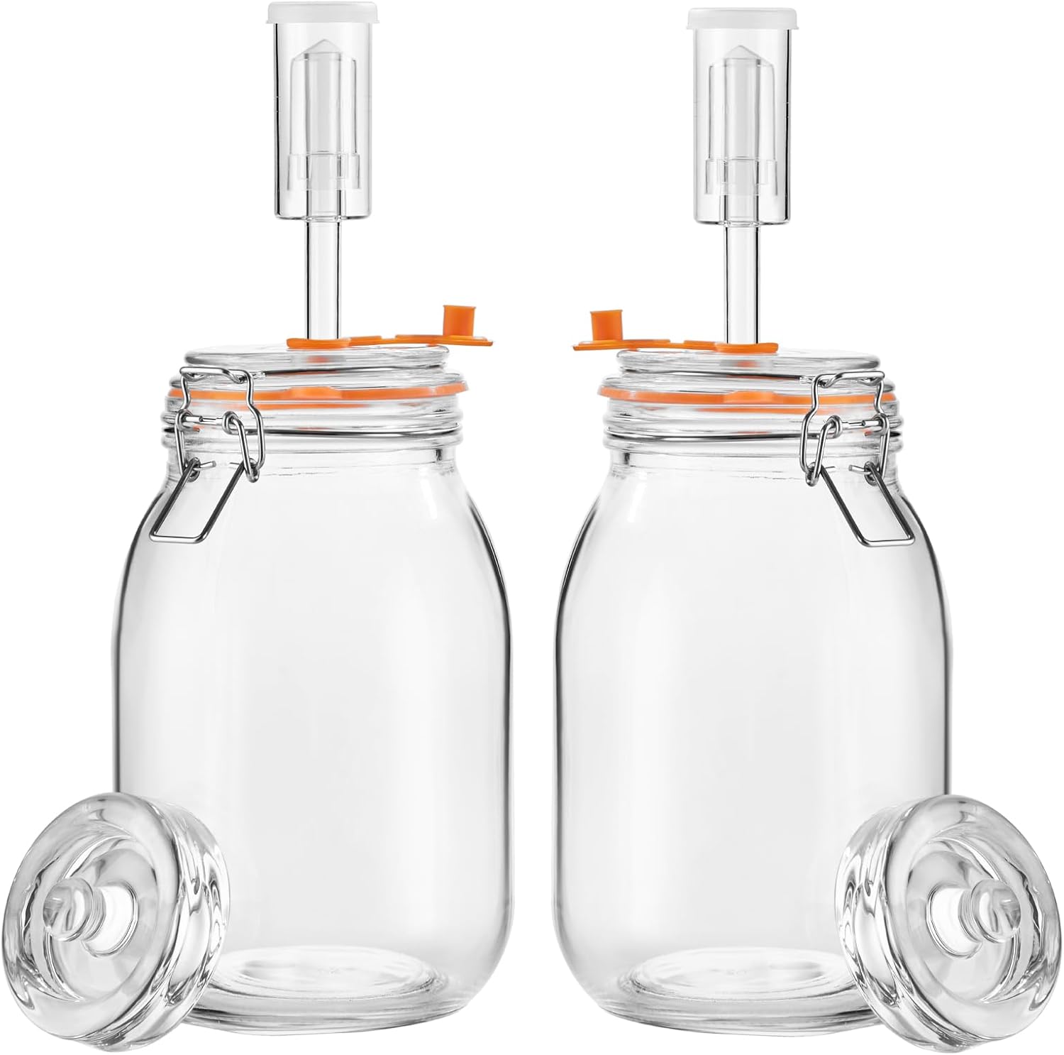 Detalle de Glolaurge 1.8L Wide Mouth Fermentation Jar (Pack of 2) with Airlocks, Weights & Accessories