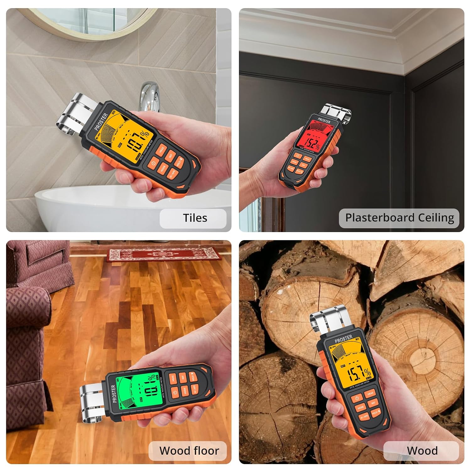 Detalle 2 de Proster PST276-US Pinless Damp Meter, 5 Modes, 5–40 mm Scan Depth