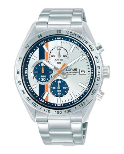 Detalle de Lorus RM399JX9: Reloj analógico para hombre con correa de acero inoxidable