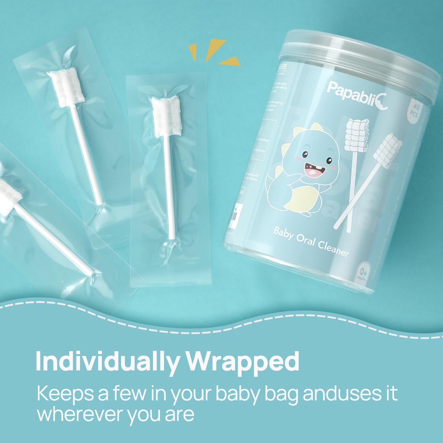 Detalle de Papablic Papablic45 Baby Tongue Cleaner, Disposable 40-Pack for Ages 0–2