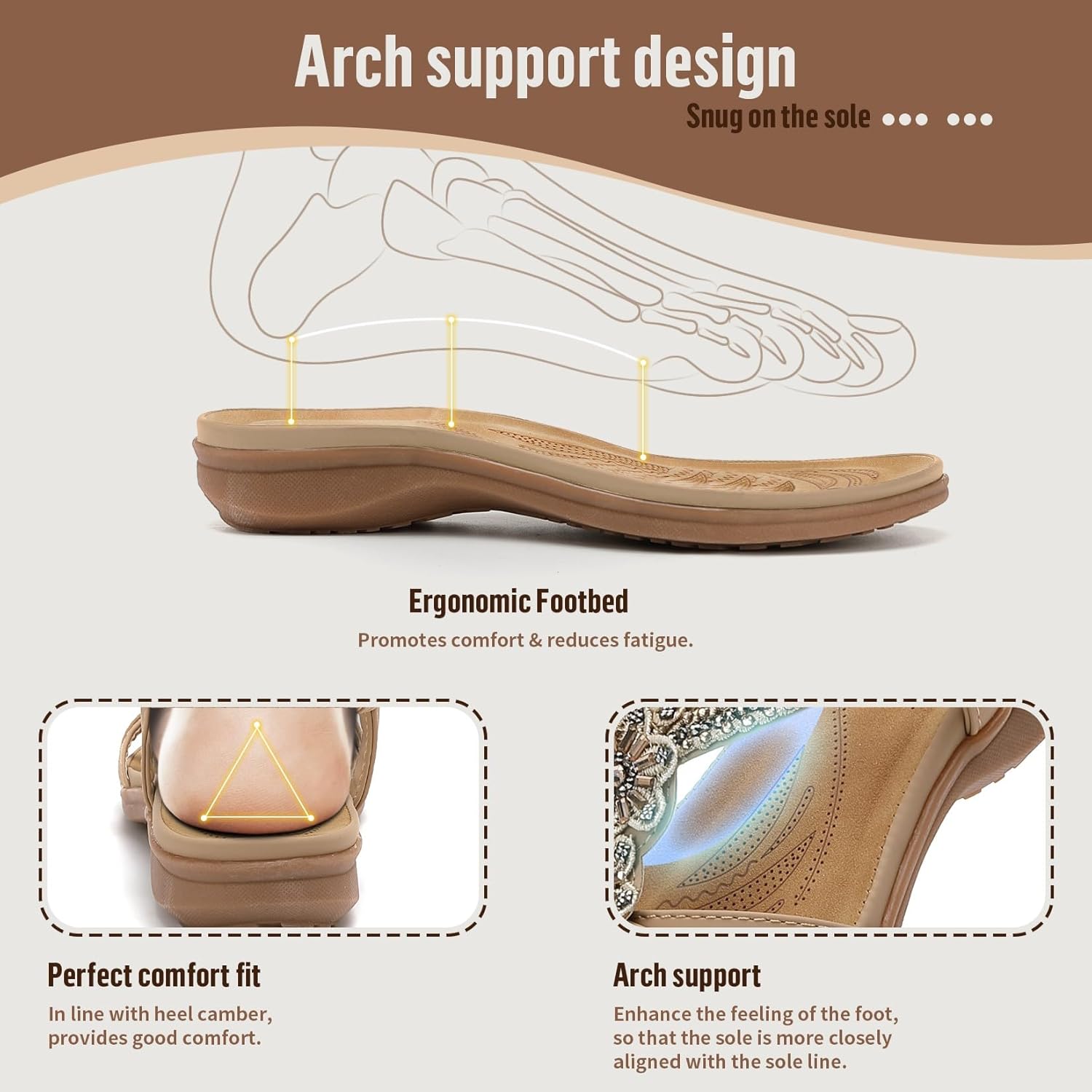 Thumbnail 1 de Littleplum Damen Sandalen Sommer Flach Sandalette Bohemia T-Strap