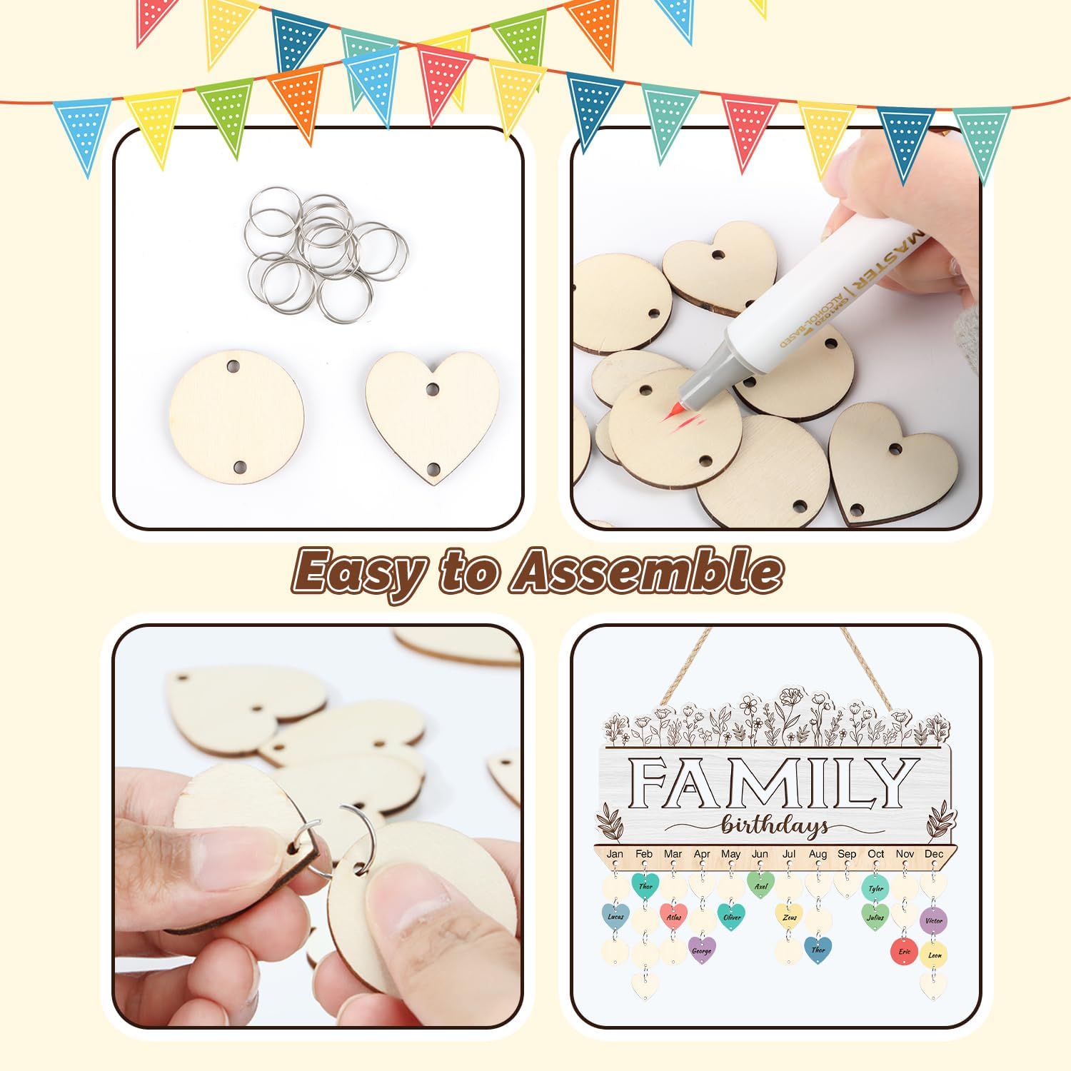 Thumbnail 6 de CHDITB Vintage Family Birthday Calendar Wall Hanging