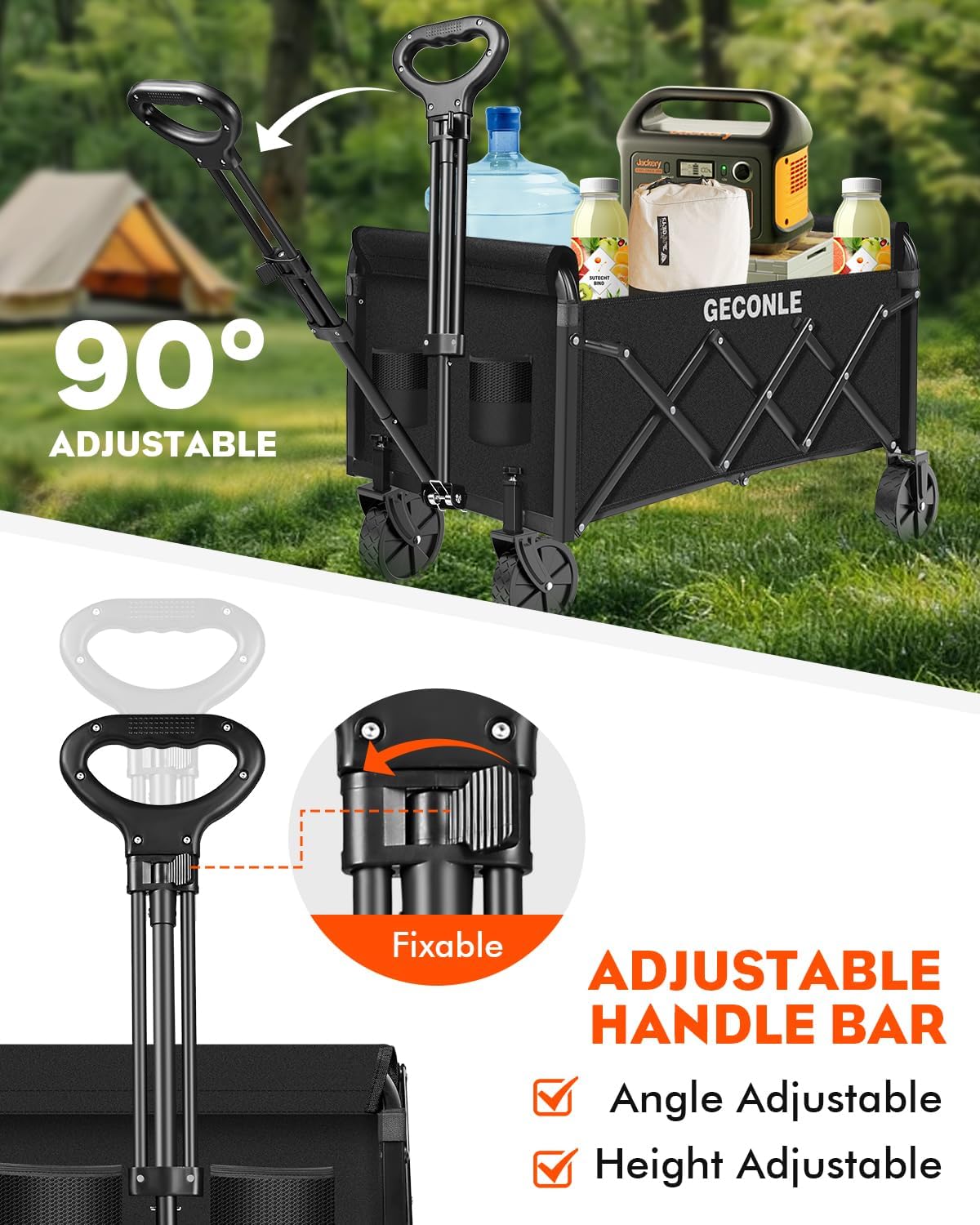 Thumbnail 6 de Carrello Pieghevole su Ruote 100L 100KG di GECONLE – Trasporto pratico per picnic, festival e giardino