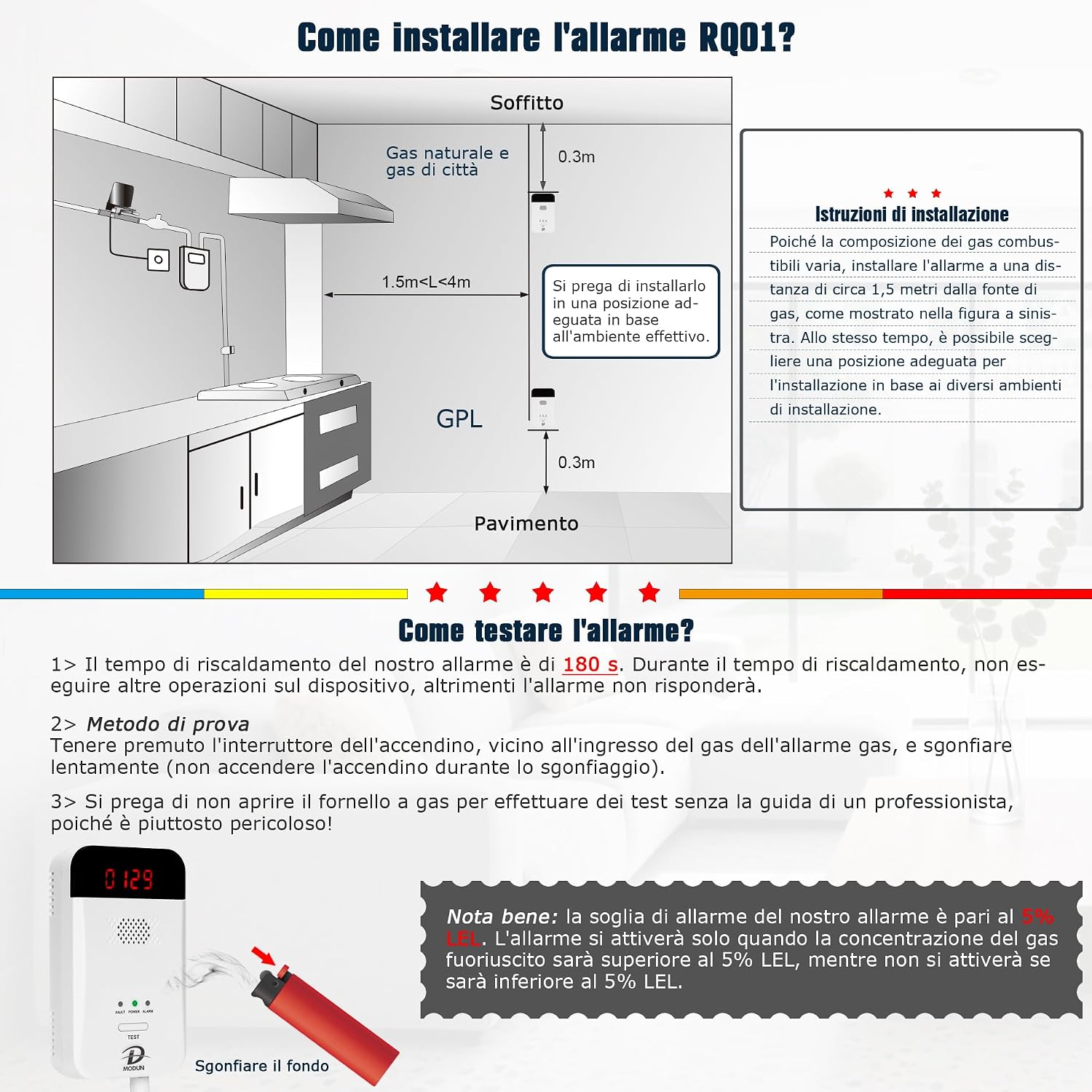 Thumbnail 5 de D MODUN Rilevatore di Gas: Sicurezza affidabile per cucina e casa